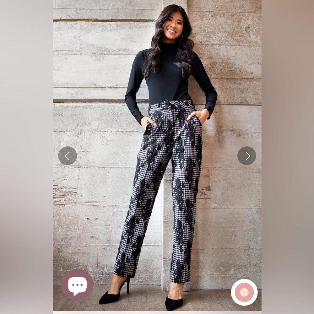 NWOT Eva Franco Black White Gingham Pants